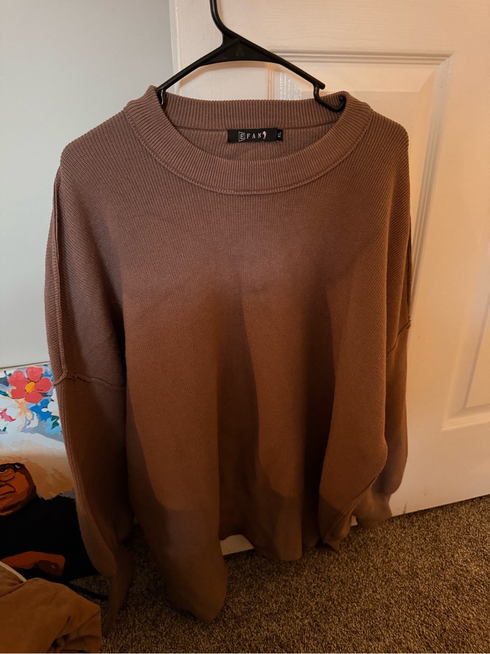 EFAN Oversized Scoop Neck Sweater - Brown